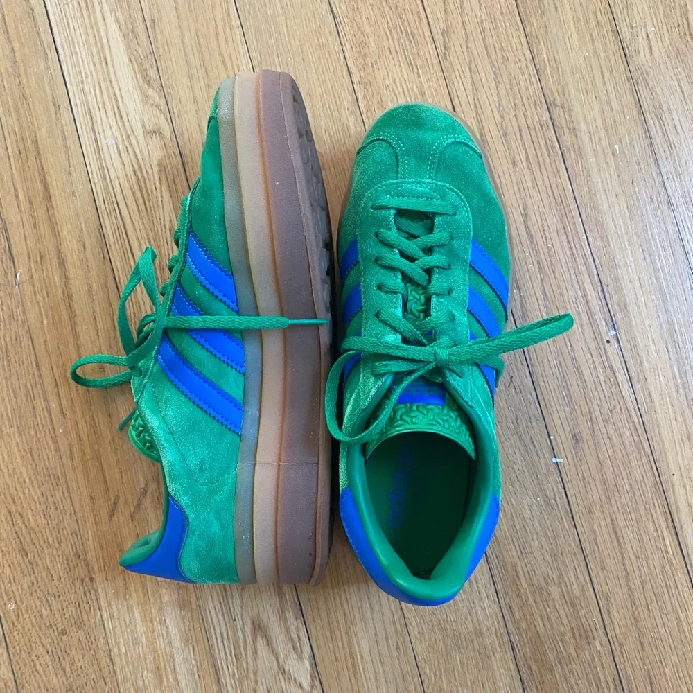 adidas Green and Blue Suede Platform Sneakers